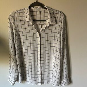 J. Crew White and Black Grid Pattern Shirt